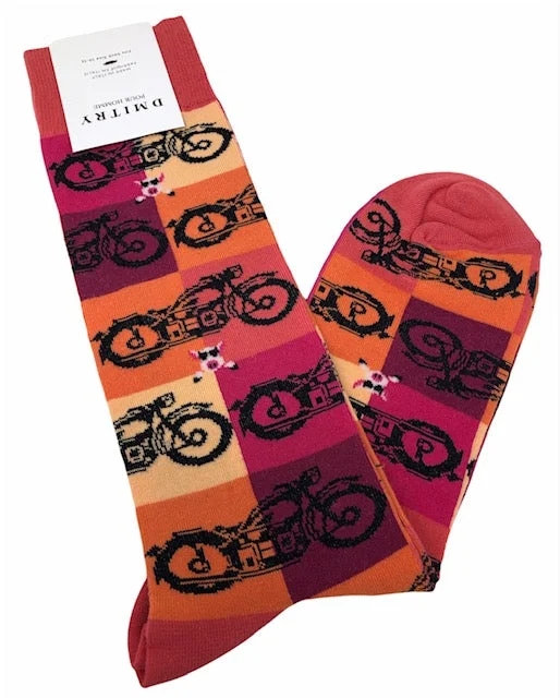 socks for everyday comfort-DMITRY "Motorcycles" Patterned Made in Italy Mercerized Cotton Socks