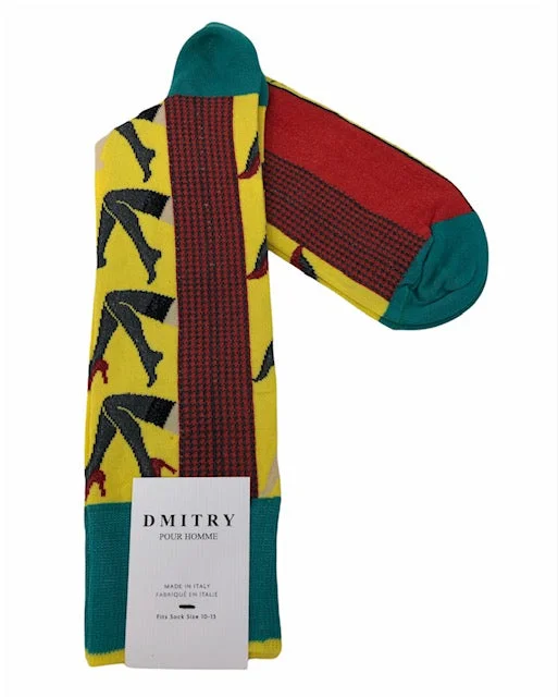 socks for outdoor work-DMITRY "Legs" Patterned Made in Italy Mercerized Cotton Socks