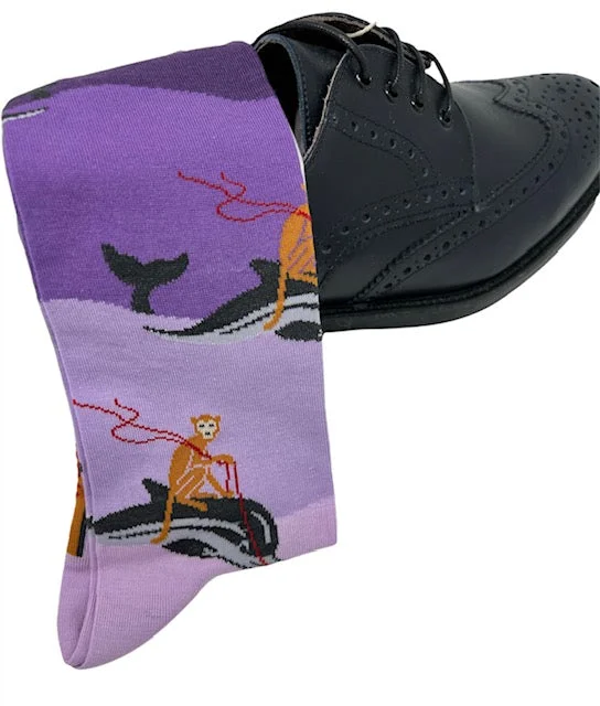 socks with soft heels-DMITRY "Wave Runner" Patterned Made in Italy Mercerized Cotton Socks