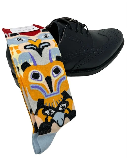 socks with extra padding-DMITRY "Dancing Feather" Patterned Made in Italy Mercerized Cotton Socks