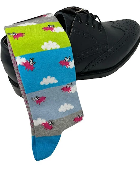 socks with funny quotes-DMITRY "Hogs On The High" Patterned Made in Italy Mercerized Cotton Socks