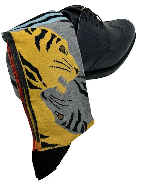 socks with non-slip grips-DMITRY "Bite My Tail" Patterned Made in Italy Mercerized Cotton Socks