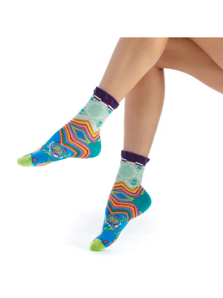 fluffy socks for women-Women's Patterned Made in Italy Mercerized Cotton Socks