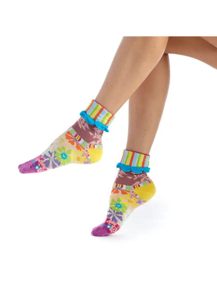 supportive socks for athletes-Women's Patterned Made in Italy Mercerized Cotton Socks