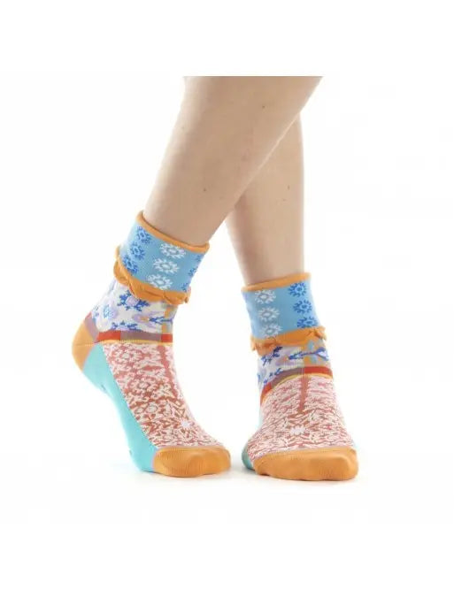 cozy socks for pets-Women's Patterned Made in Italy Mercerized Cotton Socks