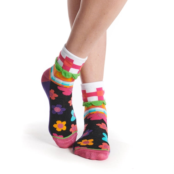 padded socks for jogging-Women's Patterned Made in Italy Mercerized Cotton Socks