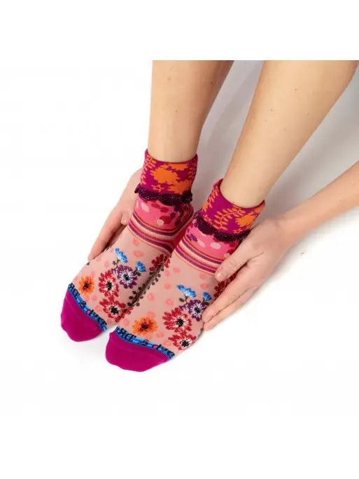 socks for trail running-Women's Patterned Made in Italy Mercerized Cotton Socks