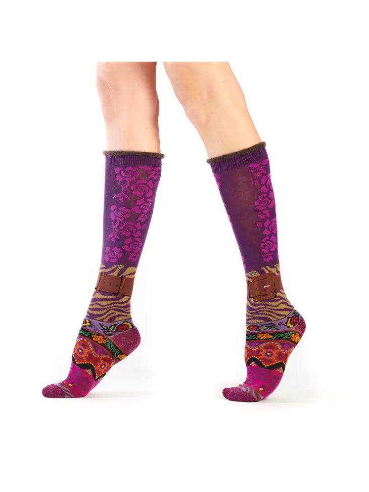 socks with bold colors-Women's Patterned Made in Italy Mercerized Cotton Socks