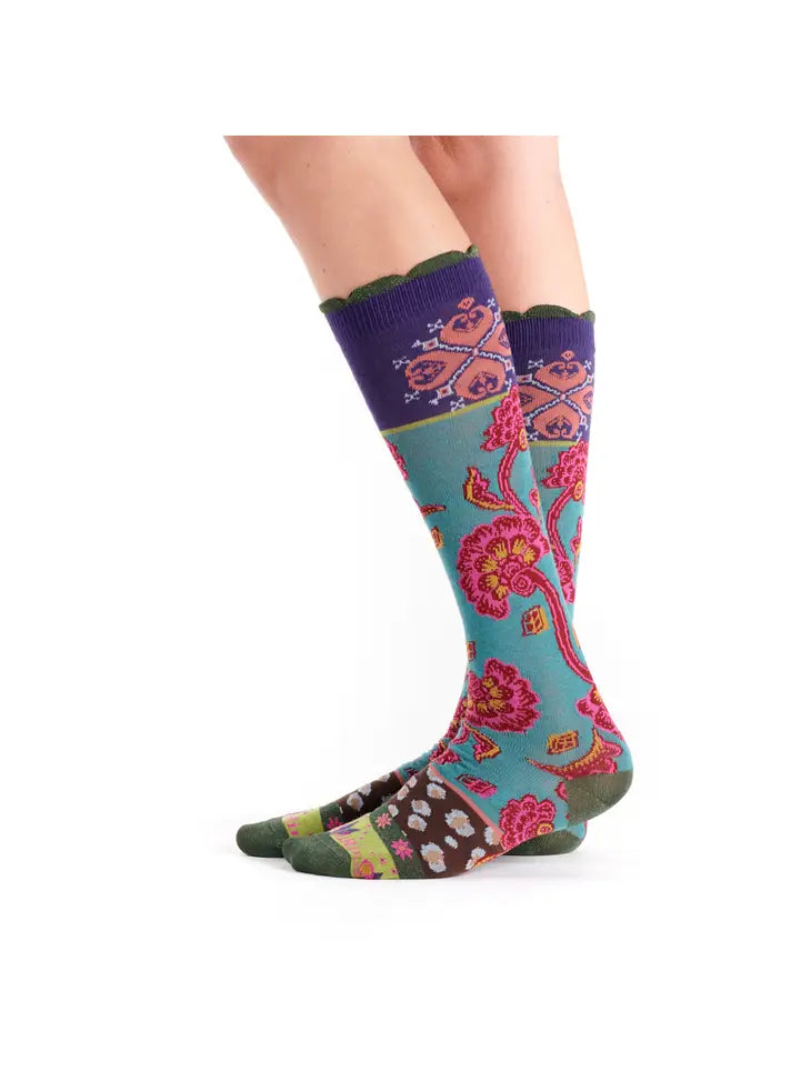 socks for soccer players-Women's Patterned Made in Italy Mercerized Cotton Socks