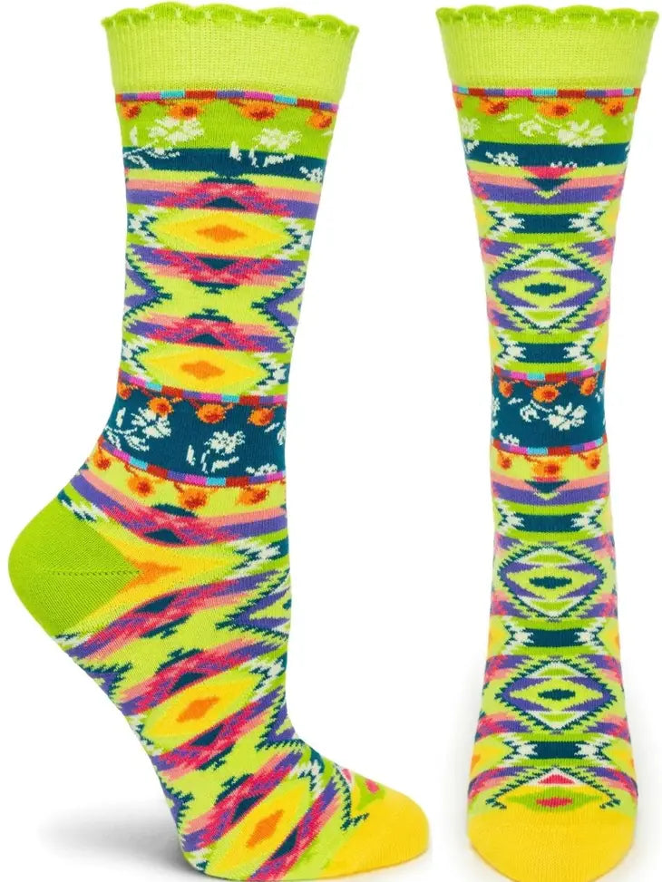 socks for sweaty feet-Women's Patterned Mercerized Cotton Socks