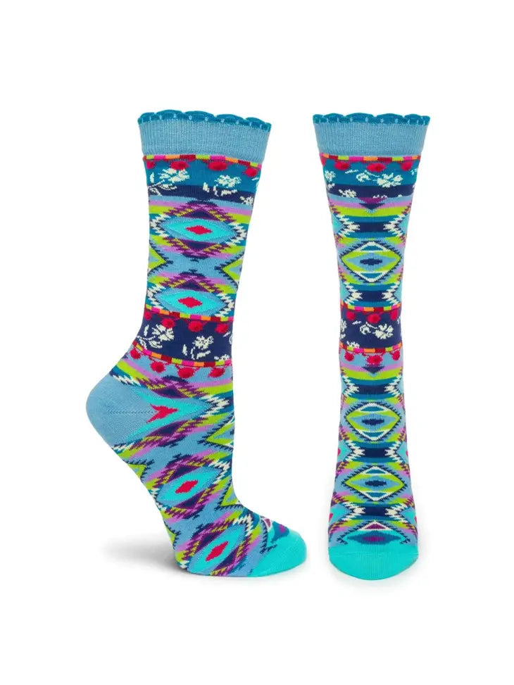 hiking socks with liners-Women's Patterned Mercerized Cotton Socks