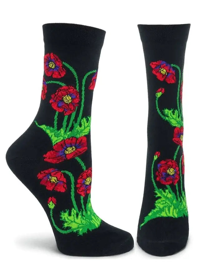 socks with reinforced heels-Women's Patterned Mercerized Cotton Socks