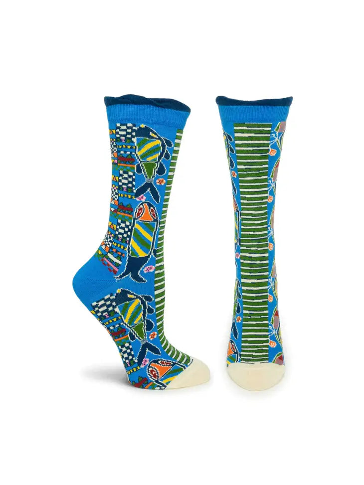 socks for wide feet-Women's Patterned Mercerized Cotton Socks