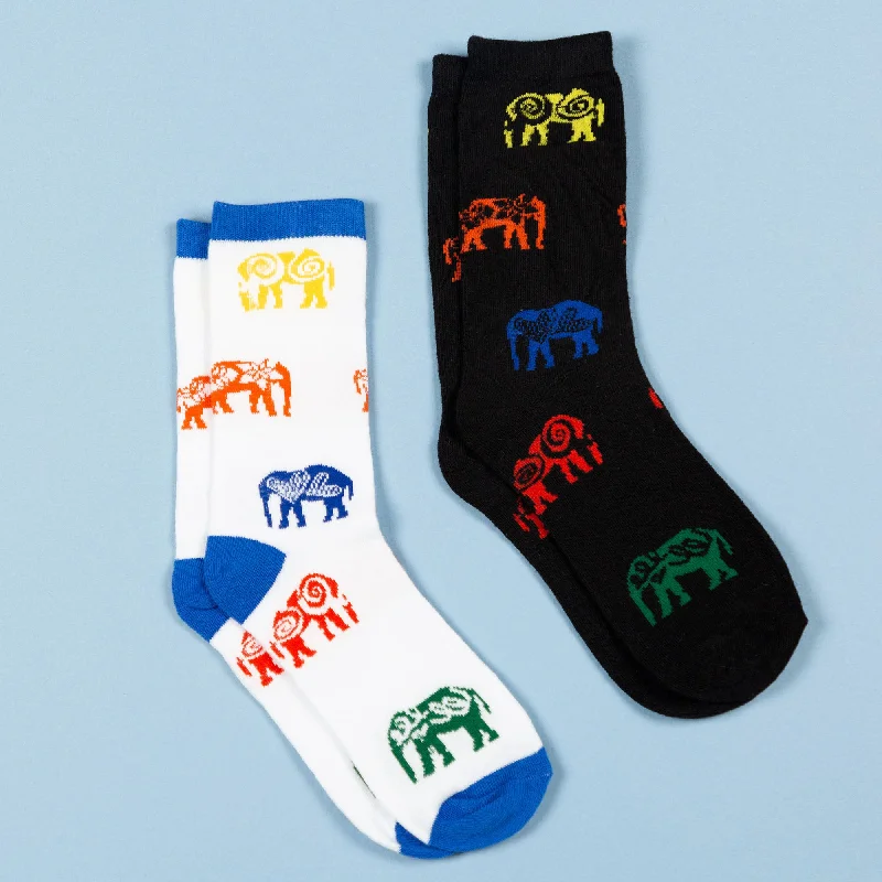 socks with durable stitching-Elephant Love Socks - Set of 2