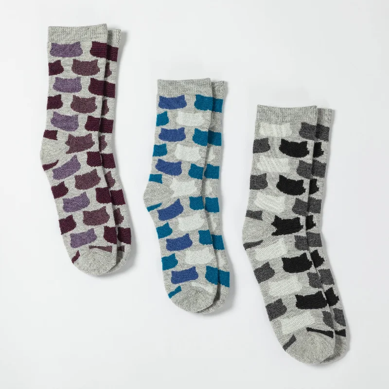 socks with high durability-All Over Cats Alpaca Socks