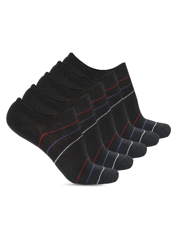 socks with durable stitching-Men's Black Fashion No Show / Loafer Socks -Pack of 5