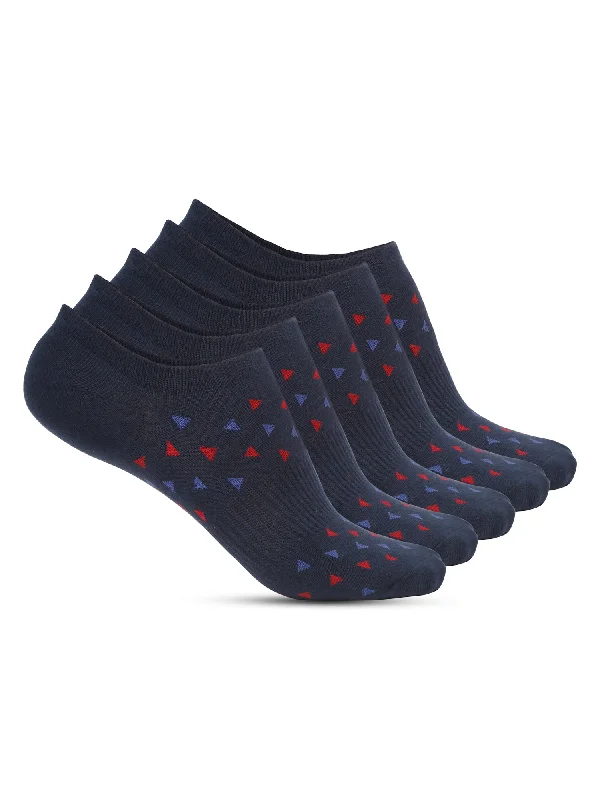 quick-dry socks-Men's Navy Blue Fashion No Show / Loafer Socks -Pack of 5