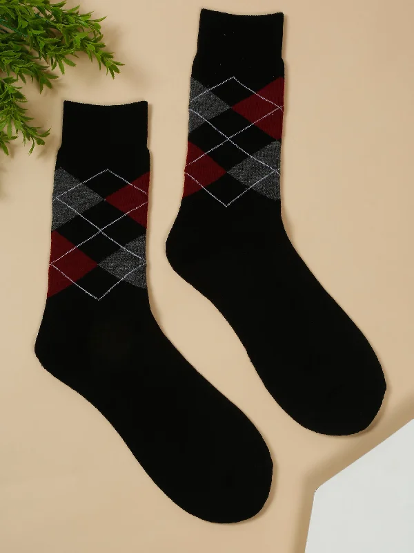 socks with lightweight feel-Men's Black Basic Crew length Socks -Pack of 3