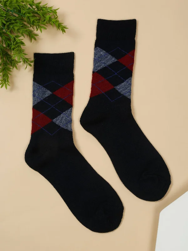 colorful socks for fashion-Men's Navy Blue Basic Crew length Socks -Pack of 3