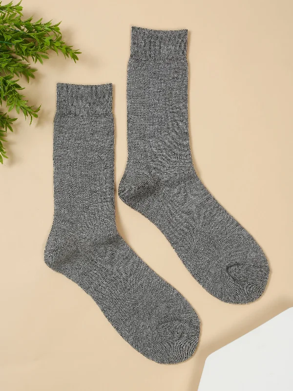 socks for rainy days-Men's Grey Melange Basic Crew length Socks -Pack of 3