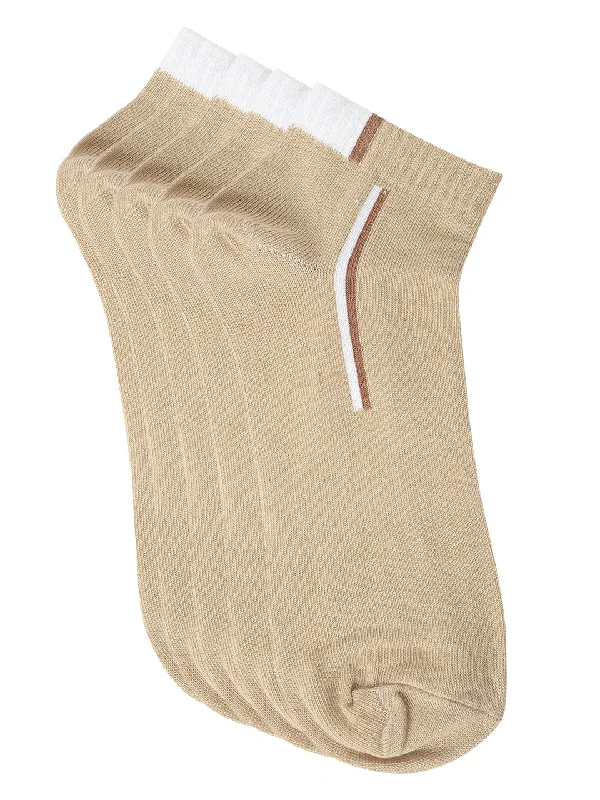 socks for basketball-Men's Beige Fashion Ankle length  Socks -Pack of 5