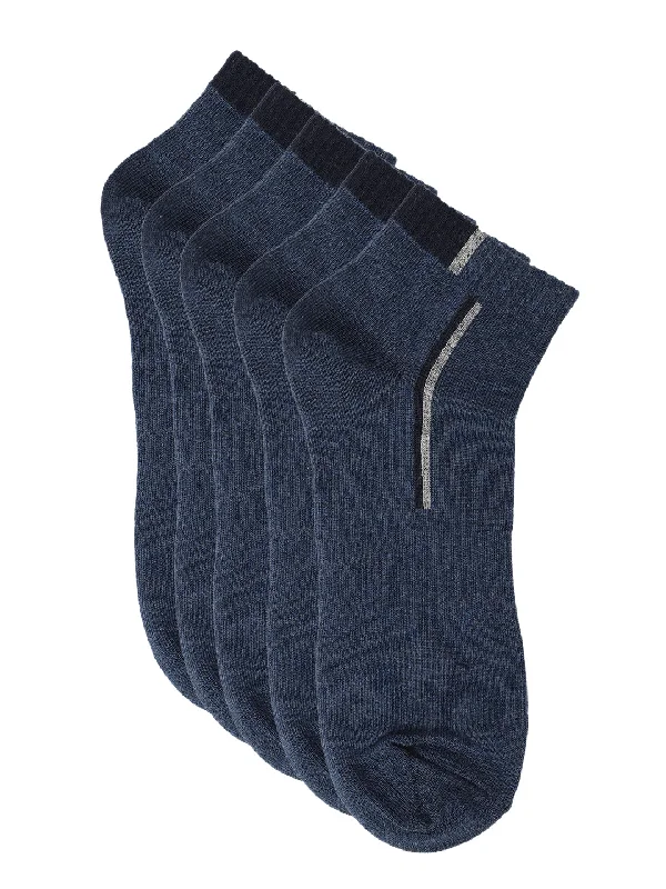 minimalist socks-Men's Navy Fashion Ankle length  Socks -Pack of 5