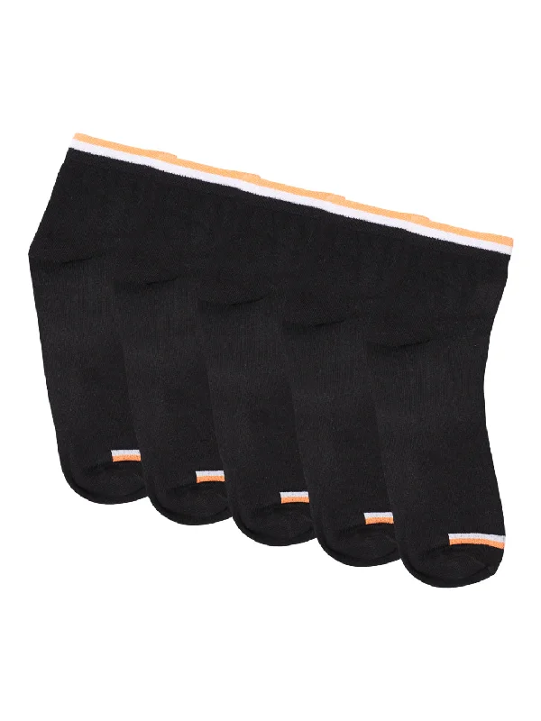 socks with seamless toes-Men's Black Basic Ankle length Socks -Pack of 5