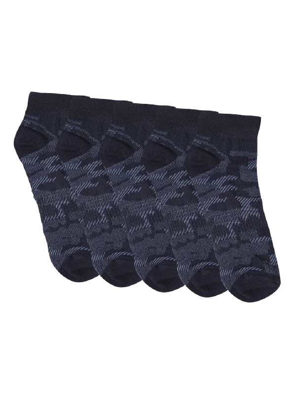 diabetic socks for circulation-Men's Navy Blue Basic Ankle length Socks -Pack of 5