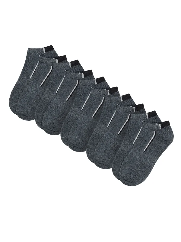 socks with reinforced toes-Men's Grey Melange Basic Ankle length  Socks -Pack of 5