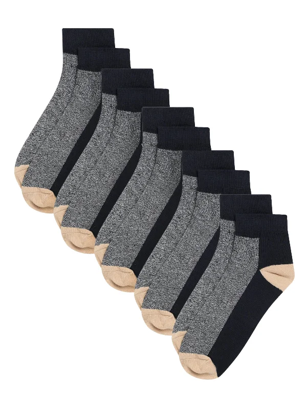 hiking socks with liners-Men Set of 5 Navy Ankle Length Socks