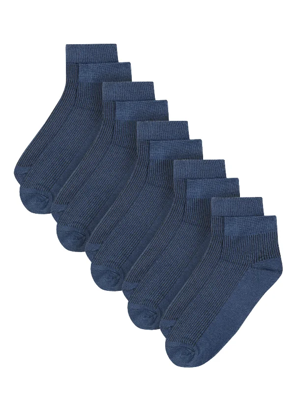 breathable mesh socks-Men Set of 5 Blue Ankle Length Socks