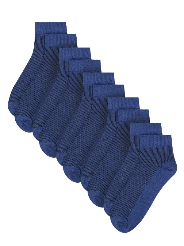 socks with moisture control-Men Set of 5 Royal Blue Ankle Length Socks