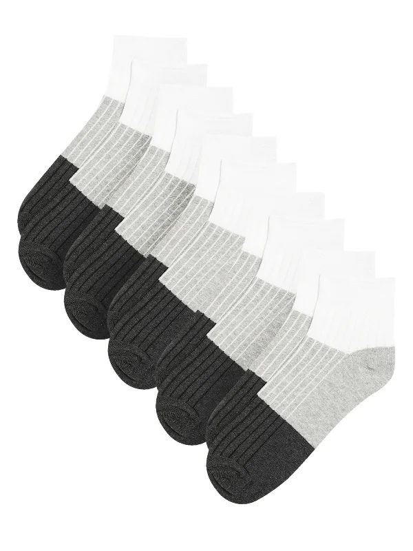 ribbed socks for style-Men Set of 5 Grey Melange Ankle Length Socks