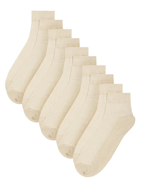 high-performance socks-Men Set of 5 Cream Ankle Length Socks