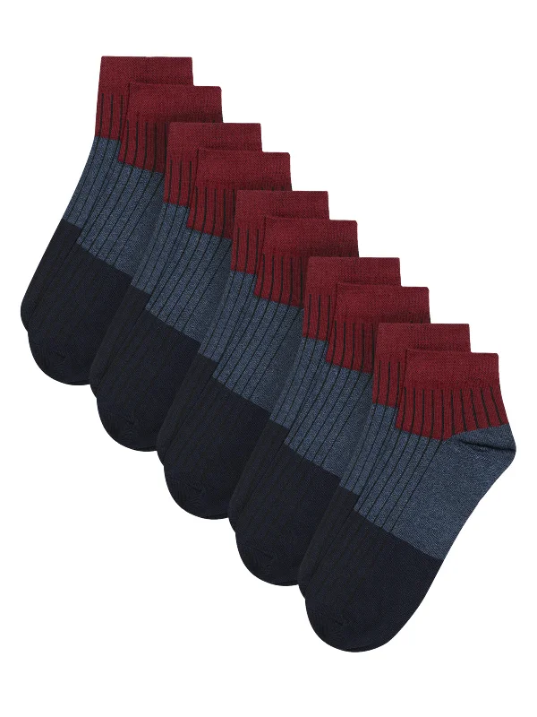 premium wool socks-Men Set of 5 Maroon Ankle Length Socks