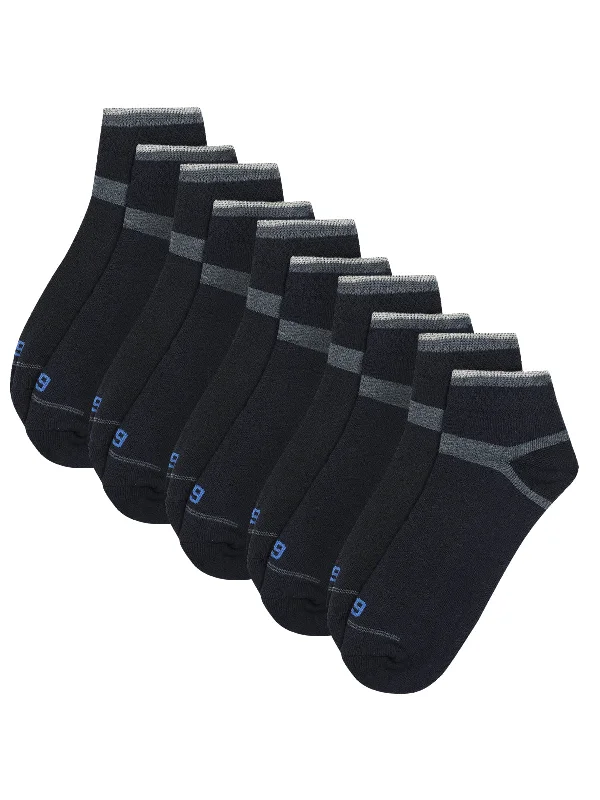 socks with breathable panels-Men's Black Basic Ankle length  Terry Socks -Pack of 5