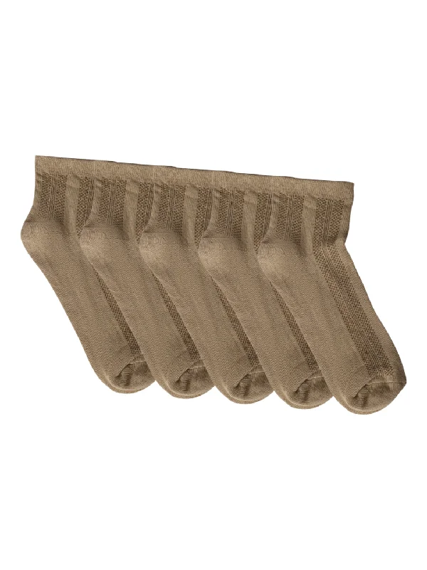 socks with high durability-Men's Beige Basic Ankle length Socks -Pack of 5