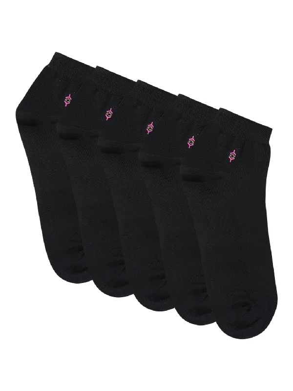 thick socks for boots-Men Set of 5 Black Ankle Length Socks