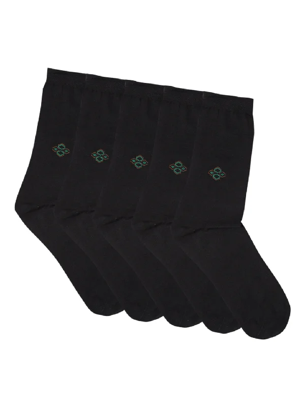 sports socks with arch support-Men Set of 5 Black Socks