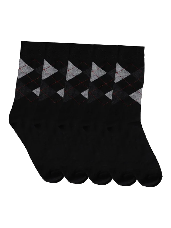 socks for cold climates-Men's Black Basic Crew length Socks -Pack of 5