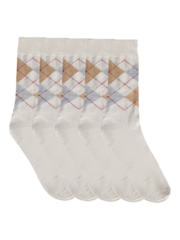 socks for minimalist fashion-Men's Cream Basic Crew length Socks -Pack of 5