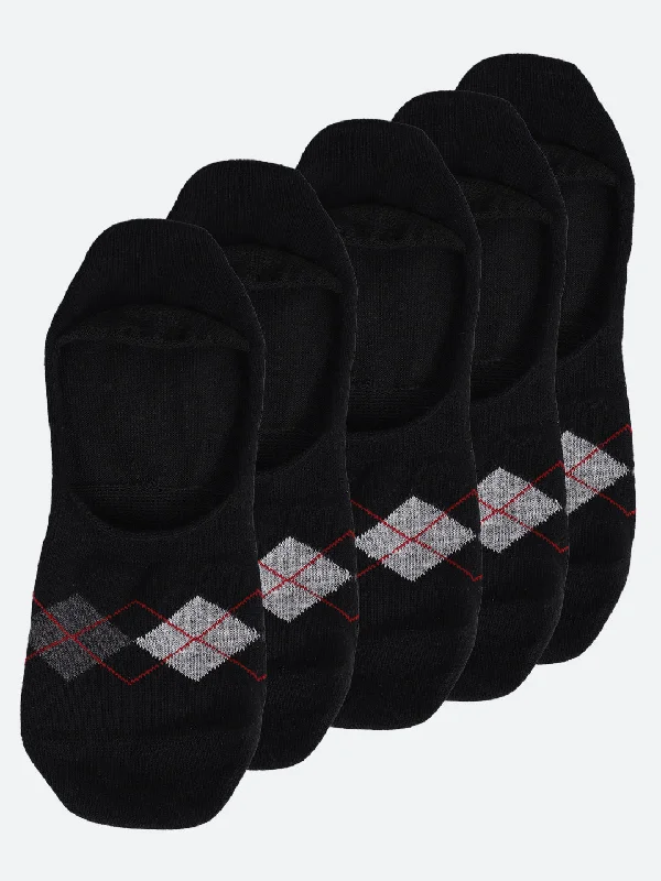 plush socks for lounging-Men Set of 5 Foot Length Black Socks