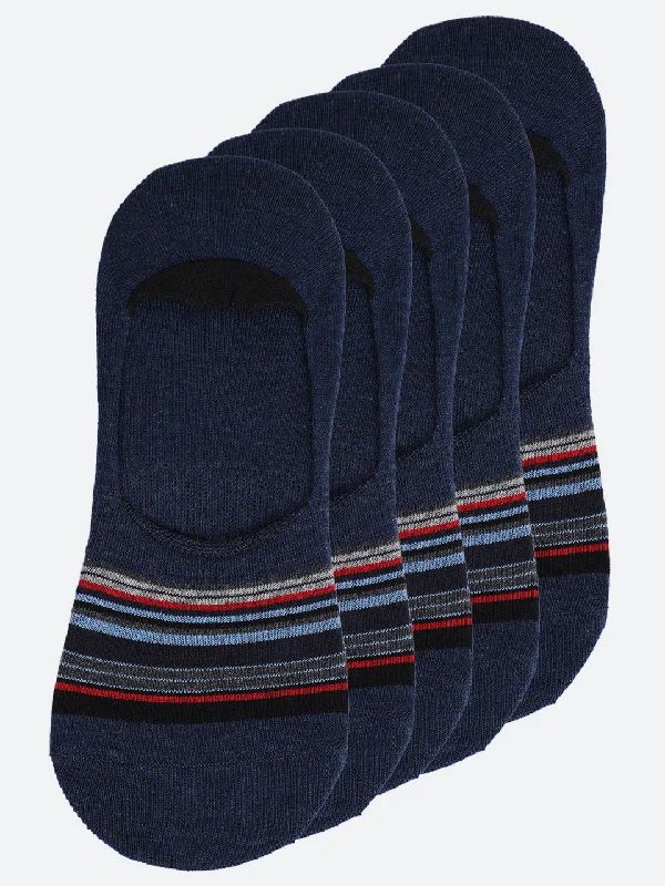 hypoallergenic socks-Men Set of 5 Foot Length Navy Socks