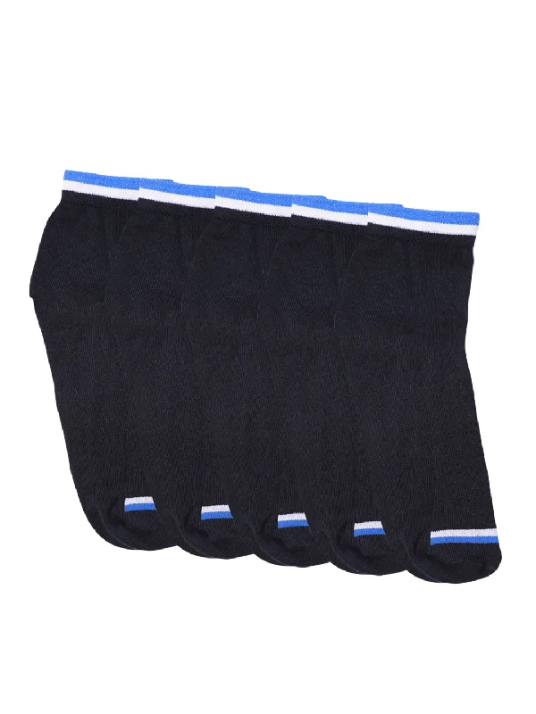 breathable cotton socks-Men's Navy Blue Basic Ankle length Socks -Pack of 5