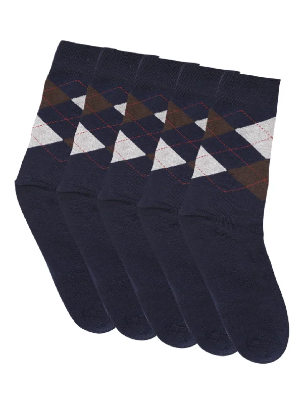 eco-friendly socks-Men's Navy Blue Basic Crew length Socks -Pack of 5