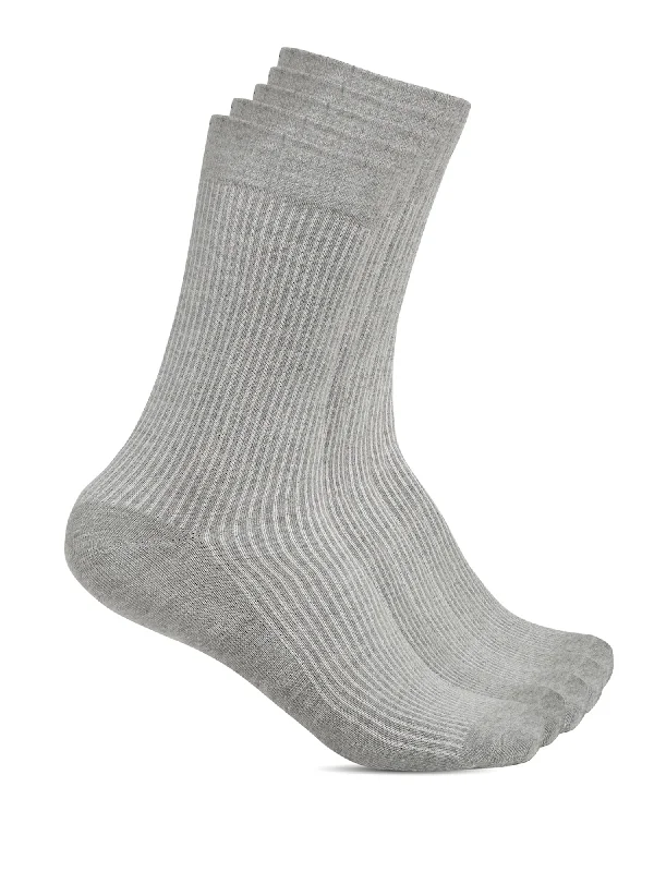 socks with durable soles-Men's Grey Melange Basic Crew length Socks -Pack of 5