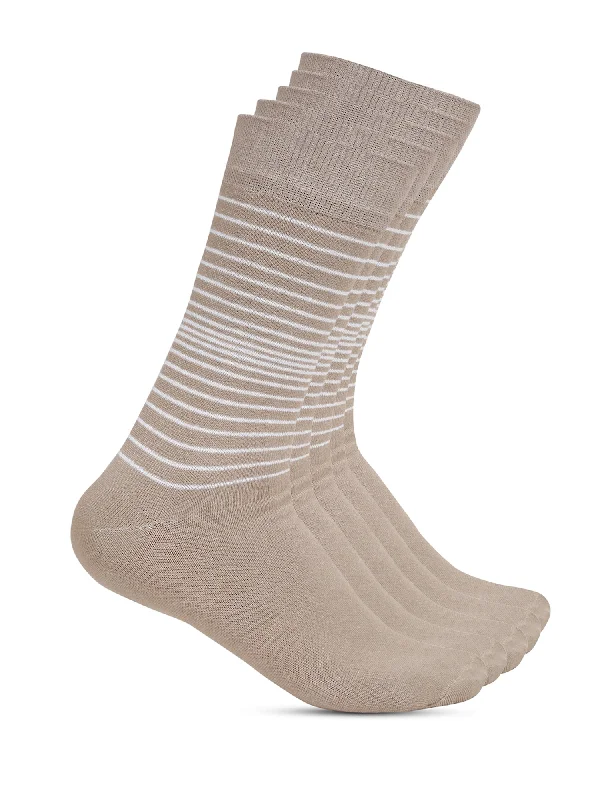 socks with odor resistance-Men's Beige Basic Crew length Socks -Pack of 5