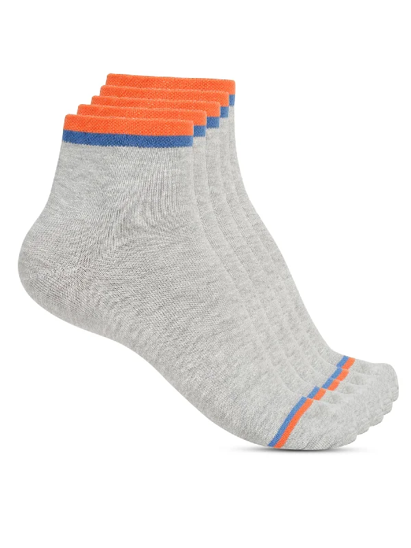 socks for evening wear-Men's Grey Melange Fashion Ankle length Socks -Pack of 5