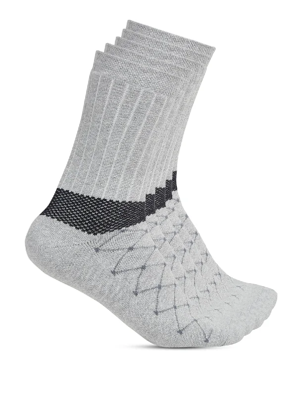 socks with playful designs-Men's Grey Melange Fashion Crew length Terry Socks -Pack of 5