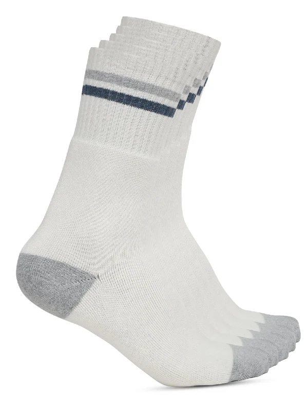 lightweight running socks-Men's White Fashion Crew length Terry Socks -Pack of 5